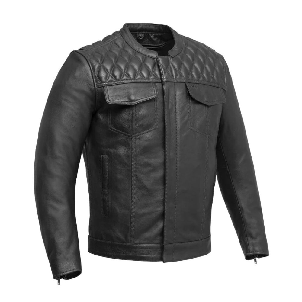 Men's Premium Genuine Leather Biker Riding Jacket Black Cinder CE Riding Jacket